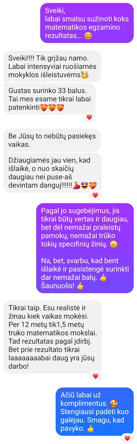 Rūtos pranešimas apie Gusto VBE rezultatą